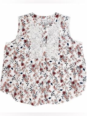 Liz Claiborne Floral Lace Blouse XXL Cottagecore Boho Sleeveless Top